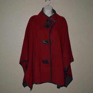 One Size Zoe Couture Brick Red Wool Cashmere Blend Poncho Cape